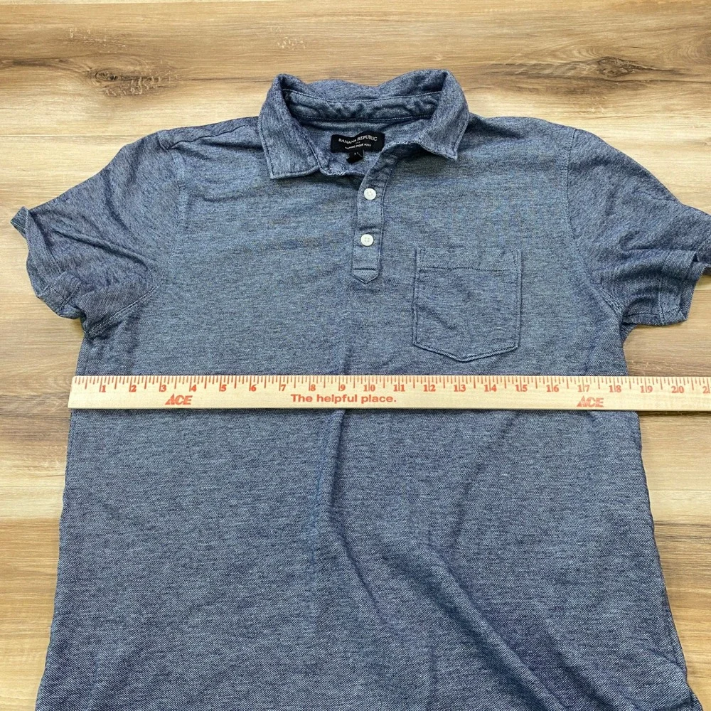 Banana Republic Polo Shirt Mens Medium Gray Cotton Wicking Pique Classic Heather